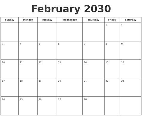 2030 February Calendar